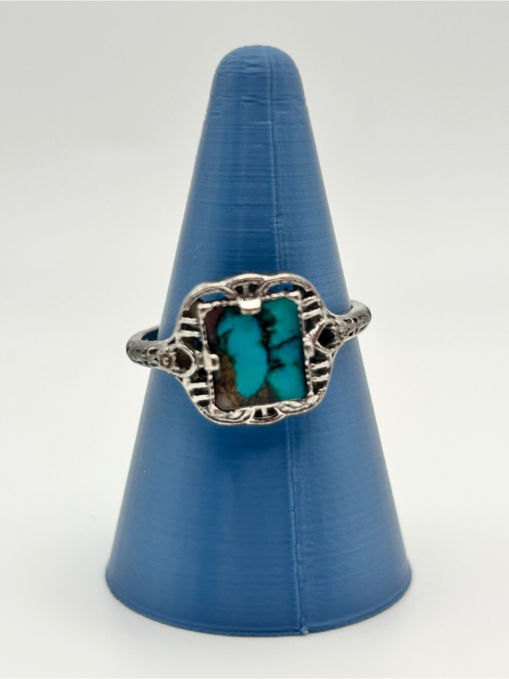 Vintage Southwestern Turquoise Ring Size 9.5-9.75  Western Blue Stone